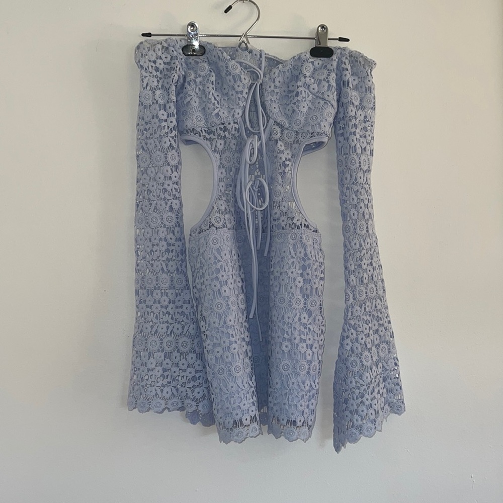 NWT Devika Crochet Cutout Dress in Blue - Picture 4 of 8